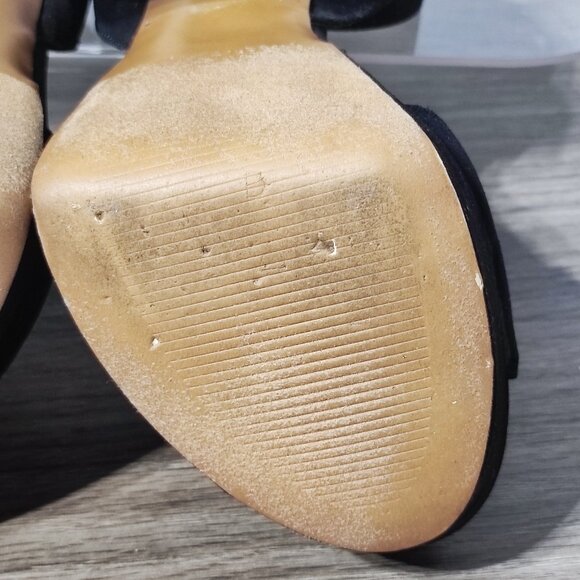 Steve Madden Kali Chunky Heels women's size 8.5 black flocked fabric - Picture 10 of 11